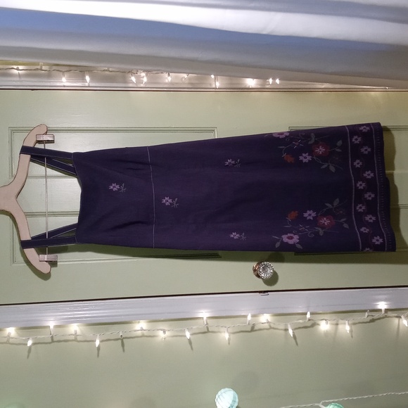 Women's Crossing Pointe faux denim spandex floral print dress 16 - Picture 1 of 14